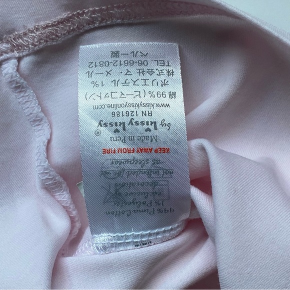 Kissy Kissy Dress 2 3 Months Pink Gray Stripes Cotton Cross Over Front EUC Girls - Picture 11 of 11